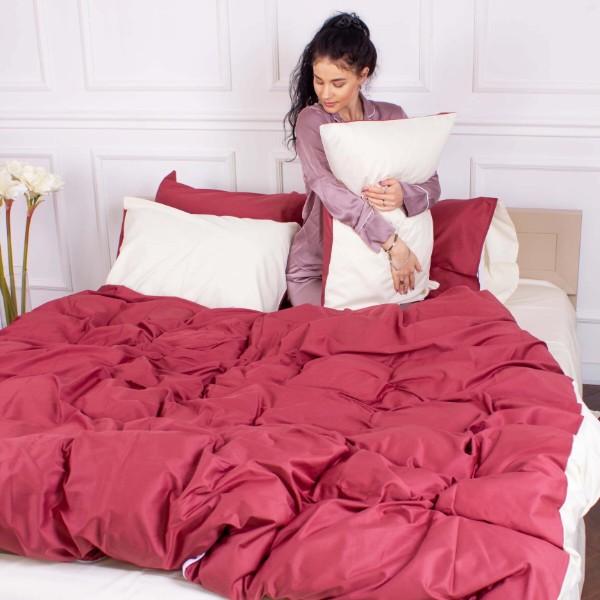 Фото - Комплект постельного белья MirSon Сатин 0847 + 0840 Ruby King Size 220x240 см (2200002031271)